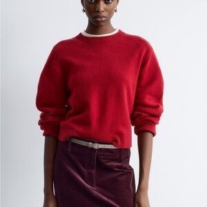 & Other Stories Bold Red Relaxed Fit Knitted Sweater